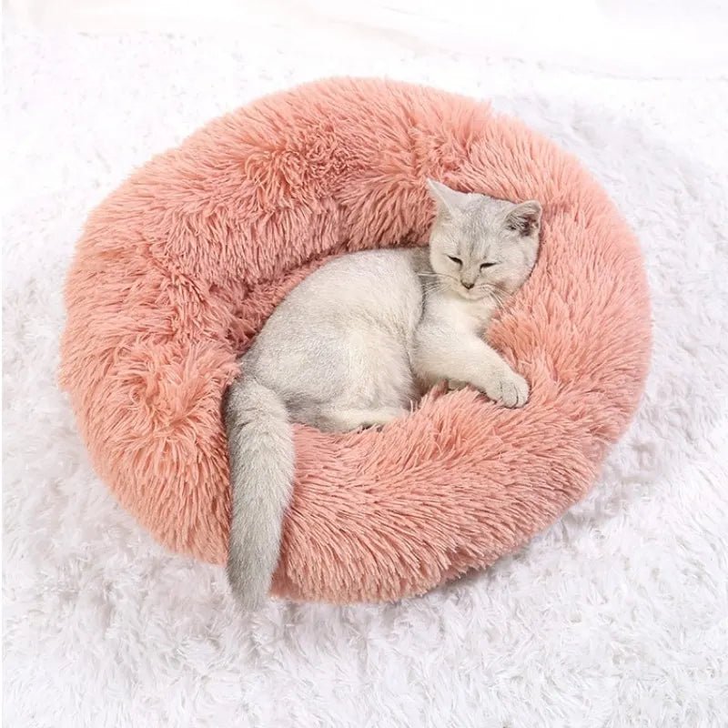40 - 90cm Round Pet Bed for Large Dog Bed Super Soft Cat Bed Long Plush Dog House for Medium Dog House Winter Warm Sleeping - Ammdog.com