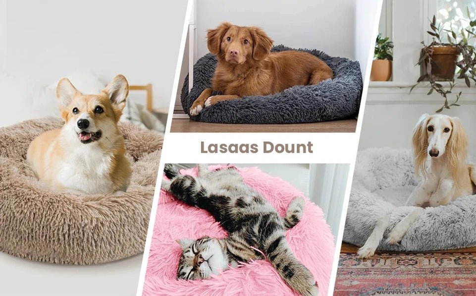 40 - 90cm Round Pet Bed for Large Dog Bed Super Soft Cat Bed Long Plush Dog House for Medium Dog House Winter Warm Sleeping - Ammdog.com