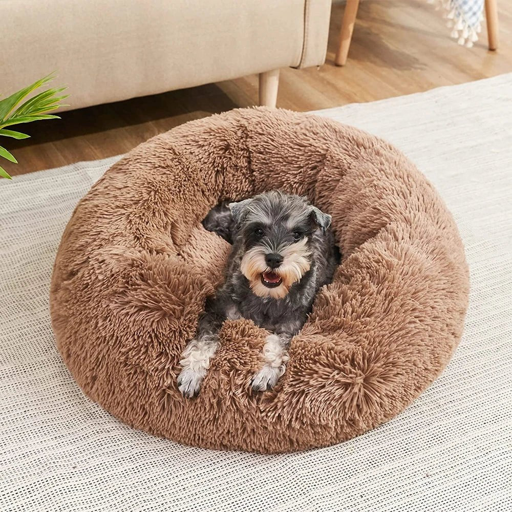 40 - 90cm Round Pet Bed for Large Dog Bed Super Soft Cat Bed Long Plush Dog House for Medium Dog House Winter Warm Sleeping - Ammdog.com